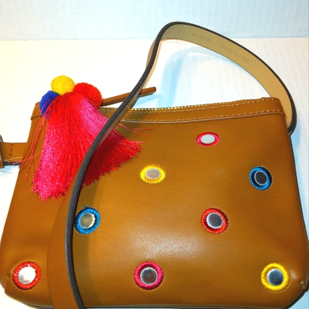 ☆NWT☆JUICY COUTURE ☆Adjustable☆ Cute Belt Bag/Clutch/Shoulder Bag☆Pom Pom    Zip - Picture 2 of 16